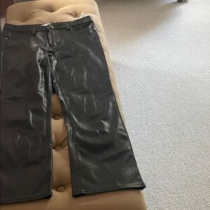 Zara Black Faux Leather Flare Pants